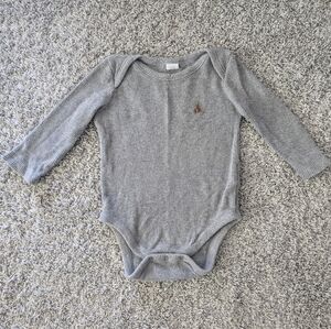 GAP baby boys grey waffle knit long sleeve onesie